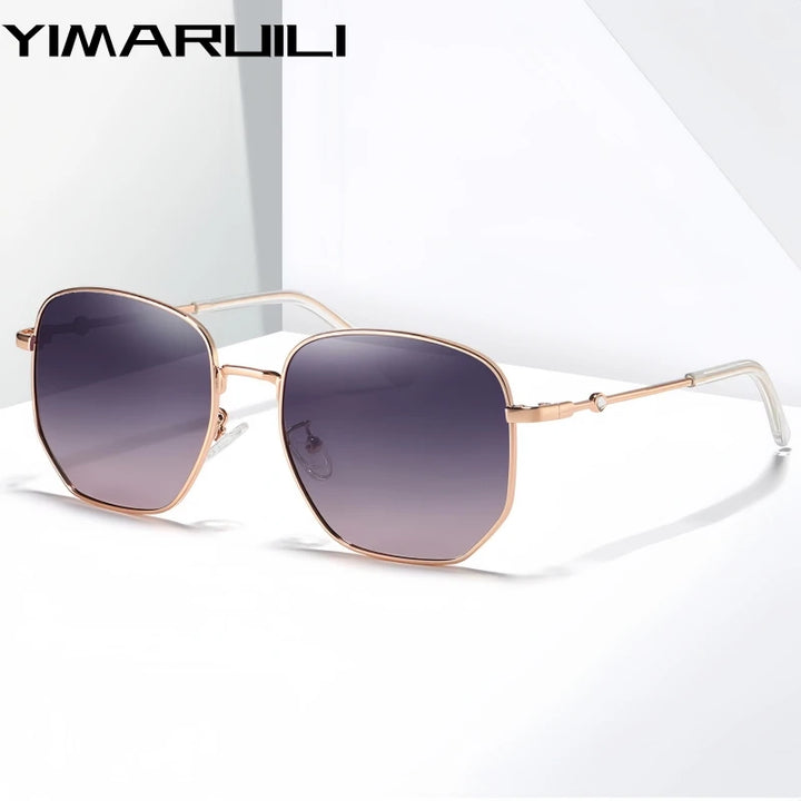 Yimaruili Women's Full Rim Polygon Oval Alloy Tac Sunglasses 91871