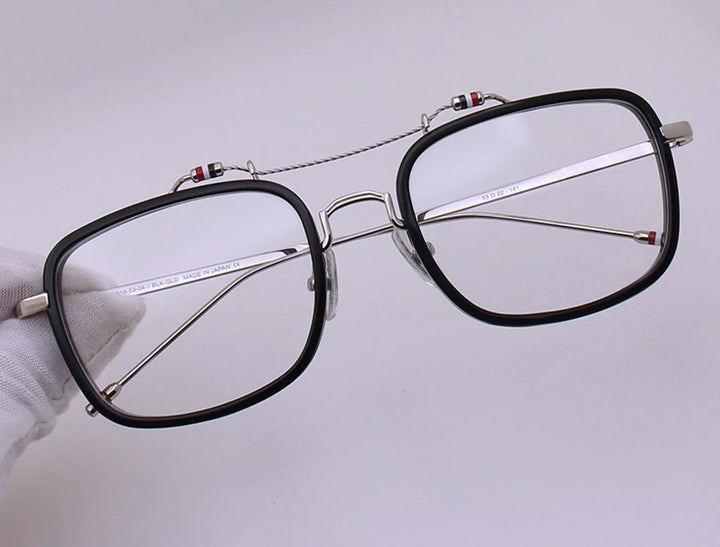 Black Mask Unisex Full Rim Square Double Bridge Alloy Acetate Eyeglasses Tbs816 Full Rim Black Mask