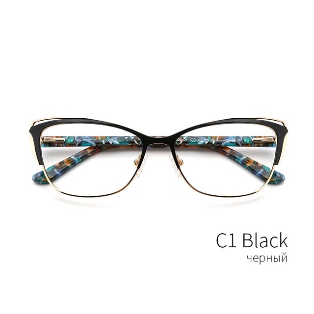Kansept Women's Full Rim Cat Eye Stainless Steel Acetate Reading Glasses 8805 Reading Glasses Kansept C1