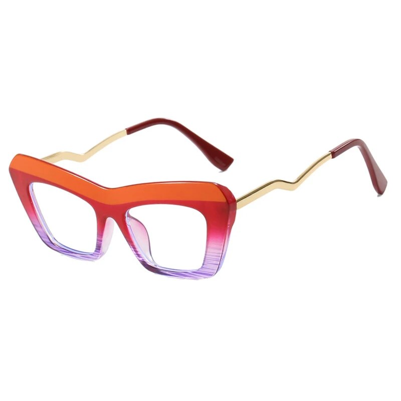 CCspace Unisex Full Rim Square Cat Eye Tr 90 Titanium Eyeglasses 57011 Full Rim CCspace C1RedPurple