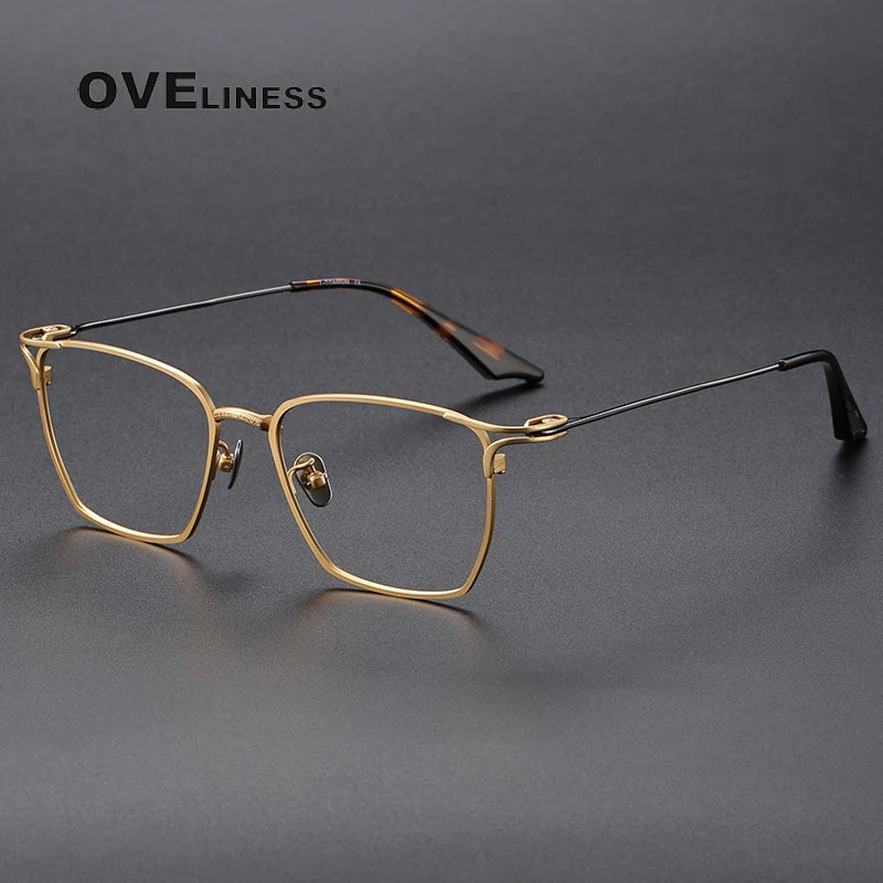 Oveliness Unisex Full Rim Square Titanium Eyeglasses 80999 Full Rim Oveliness gold