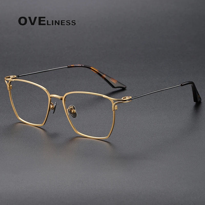 Oveliness Unisex Full Rim Square Titanium Eyeglasses 80999 Full Rim Oveliness gold