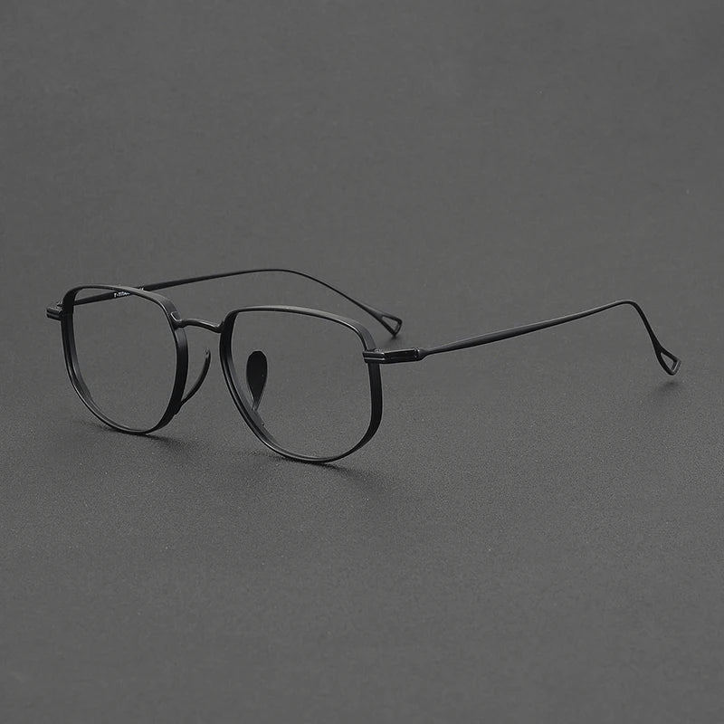 Muzz Unisex Full Rim Flat Top Oval Polygon Titanium Eyeglasses 73004