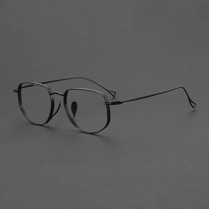 Muzz Unisex Full Rim Flat Top Oval Polygon Titanium Eyeglasses 73004