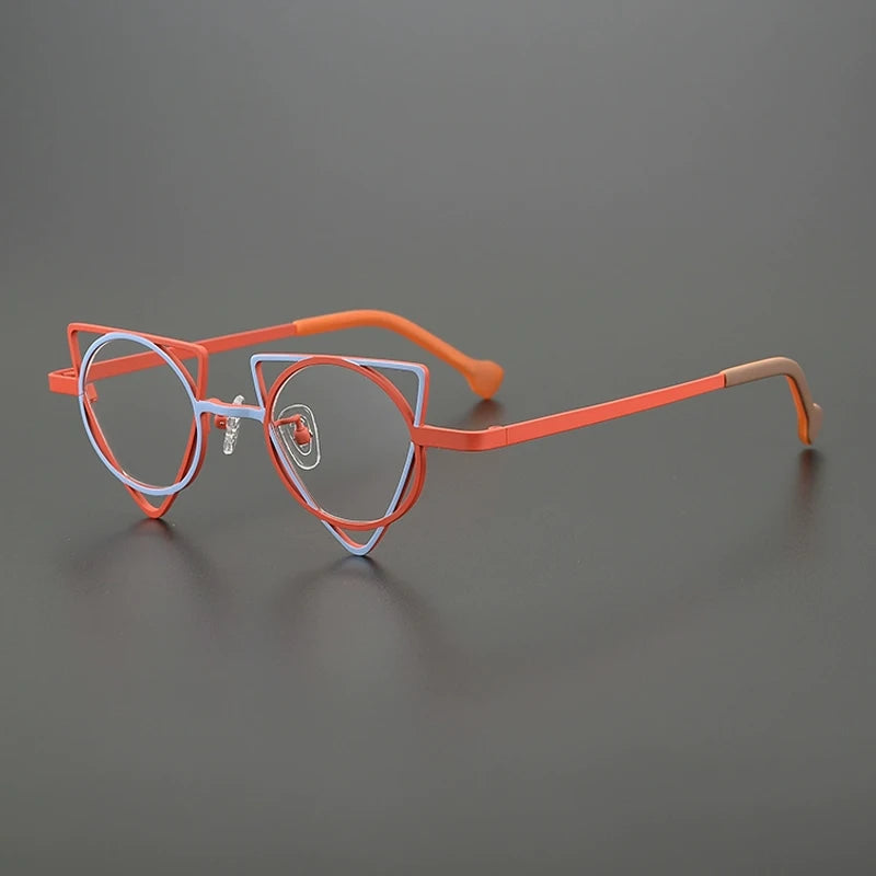 Gatenac Women's Full Rim Round Triangle Titanium Eyeglasses Gxyj85859