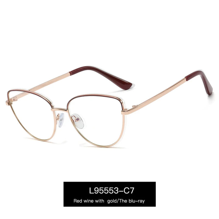 Handoer Women's Full Rim Oval Cat Eye Alloy Eyeglasses 695553