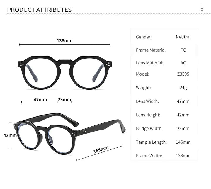 Kocolior Unisex Full Rim Round Acetate Reading Glasses 3395 Reading Glasses Kocolior