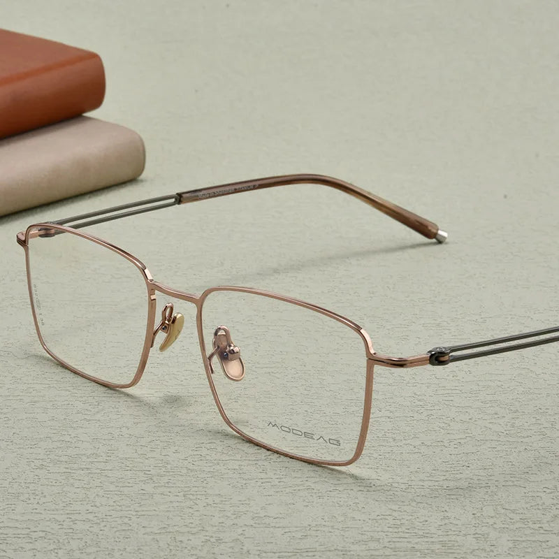 Yimaruili Men's Full Rim Polygon Square Titanium Eyeglasses 83244