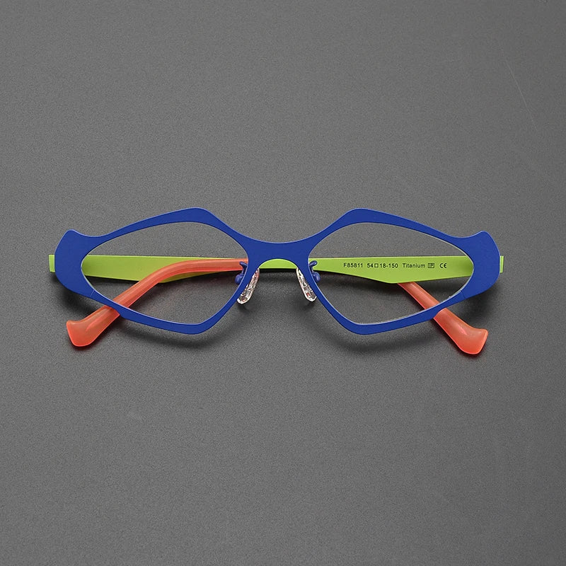 Nobler Unisex Full Rim Polygon Cat Eye Titanium Eyeglasses 2158 Full Rim Nobler C2