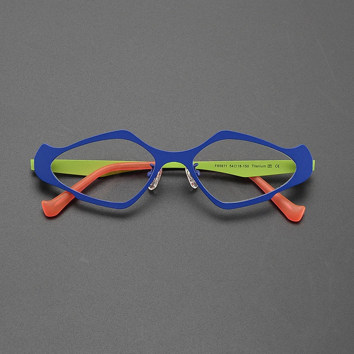 Nobler Unisex Full Rim Polygon Cat Eye Titanium Eyeglasses 2158 Full Rim Nobler C2