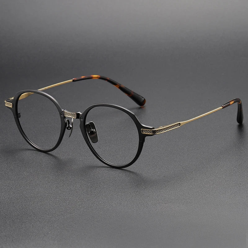 Black Mask Unisex Full Rim Oval Round Titanium Eyeglasses 55426