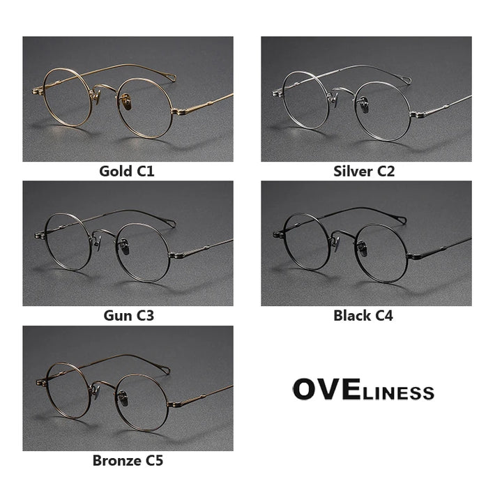 Oveliness Unisex Full Rim Round Titanium Eyeglasses M005 Full Rim Oveliness