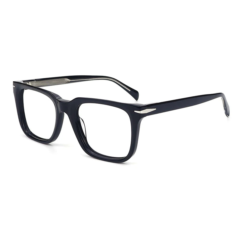Gatenac Unisex Full Rim Square Thick Acetate Eyeglasses Gxyj1542 Full Rim Gatenac Black
