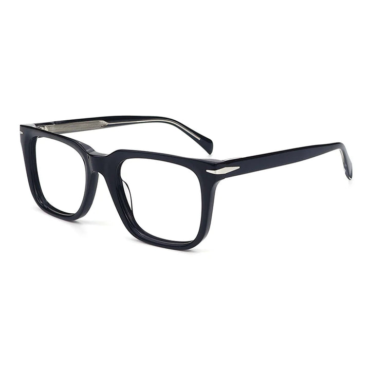 Gatenac Unisex Full Rim Square Thick Acetate Eyeglasses Gxyj1542 Full Rim Gatenac Black