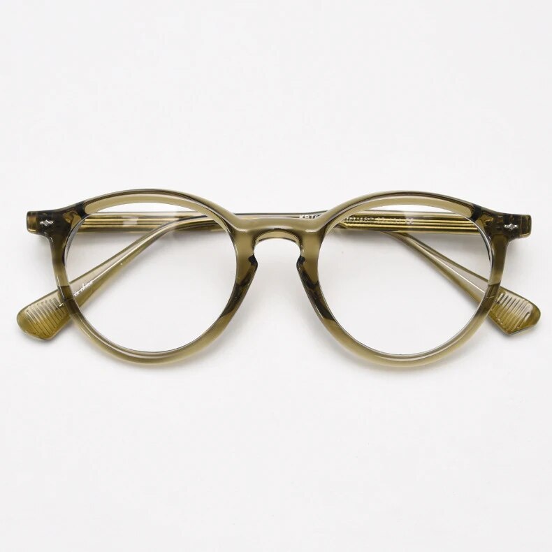 CCspace Unisex Full Rim Round Tr 90 Titanium Eyeglasses 57022 Full Rim CCspace C5Green