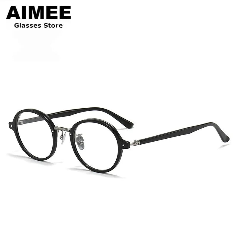 Aimee Women's Full Rim Round Titanium Acetate Eyeglasses 19646