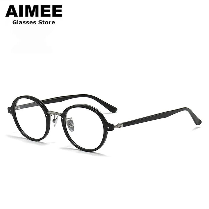 Aimee Women's Full Rim Round Titanium Acetate Eyeglasses 19646