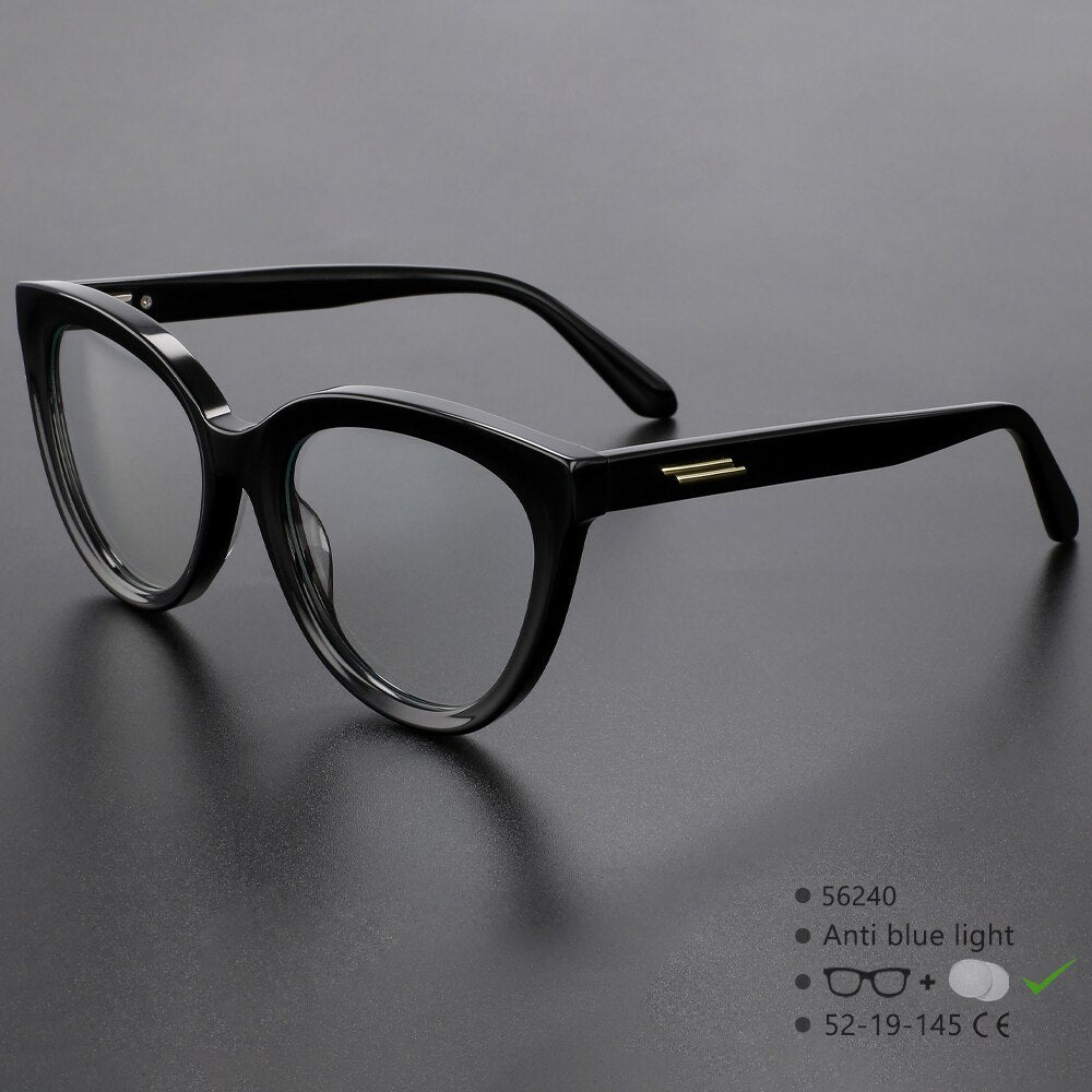 CCspace Unisex Full Rim Square Cat Eye Acetate Eyeglasses 56240 Full Rim CCspace Black