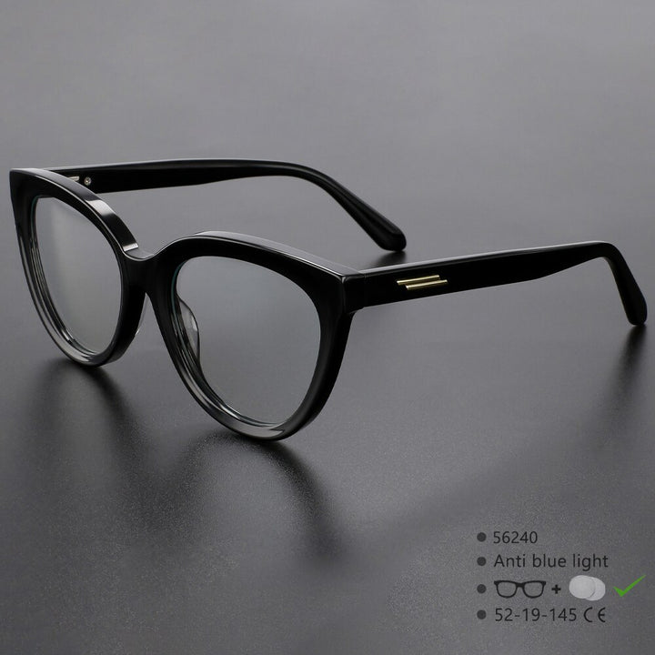 CCspace Unisex Full Rim Square Cat Eye Acetate Eyeglasses 56240 Full Rim CCspace Black