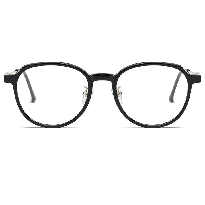 Reven Jate Unisex Full Rim Flat Top Round Polycarbonate Alloy Eyeglasses 81288 Full Rim Reven Jate