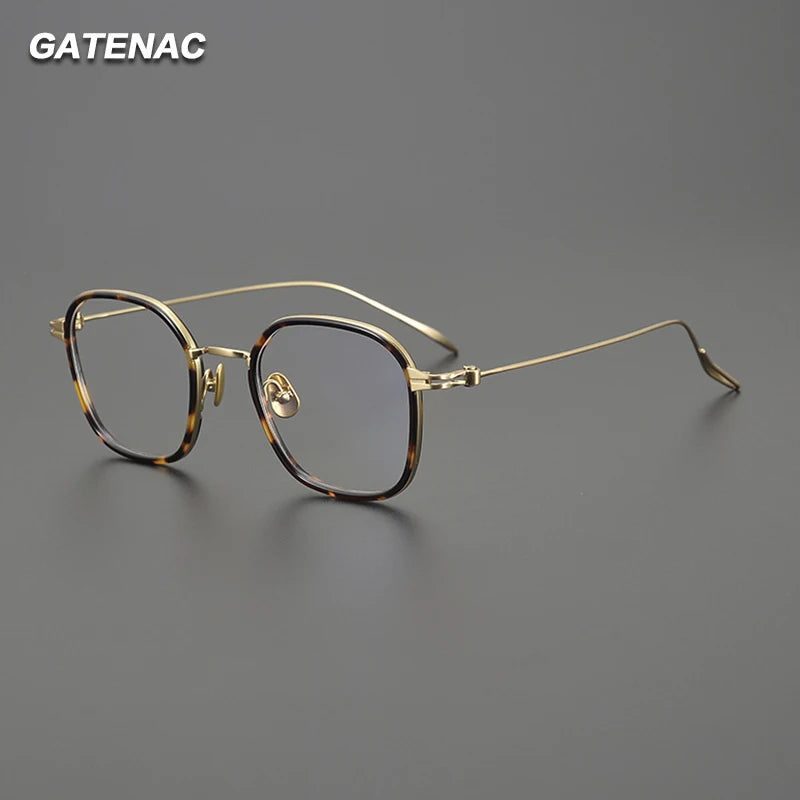 Gatenac Unisex Full Rim Square Acetate Titanium Eyeglasses Gxyj1572