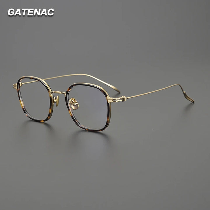 Gatenac Unisex Full Rim Square Acetate Titanium Eyeglasses Gxyj1572