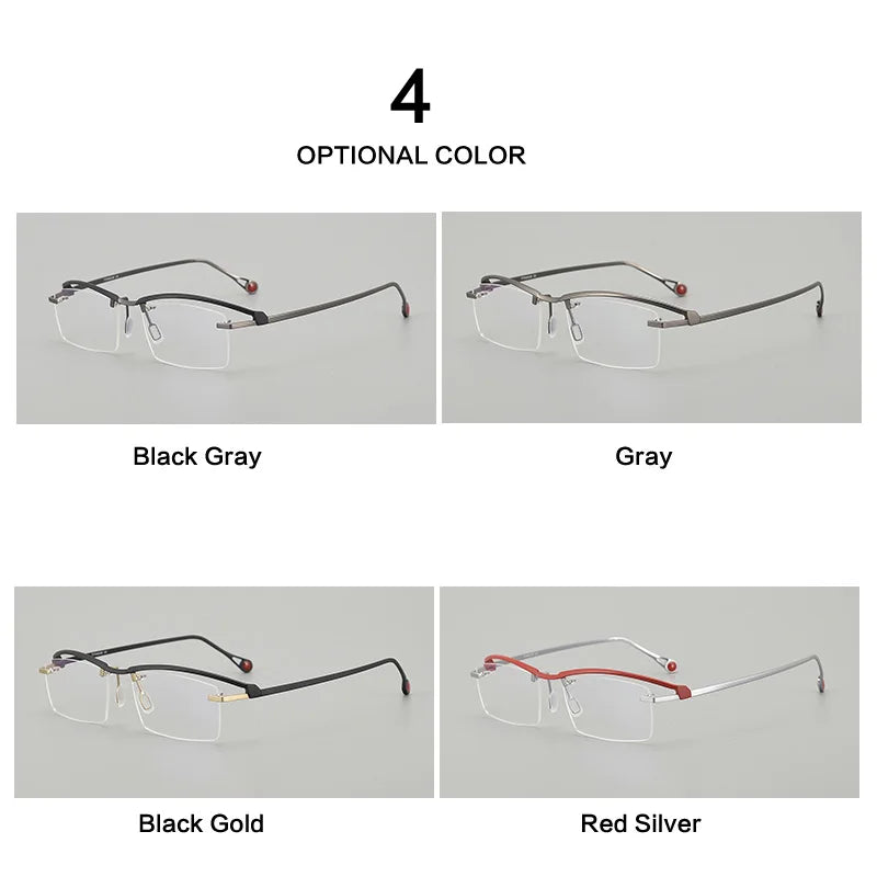 Muzz Unisex Semi Rimless Square Titanium Eyeglasses M0208 Semi Rim Muzz