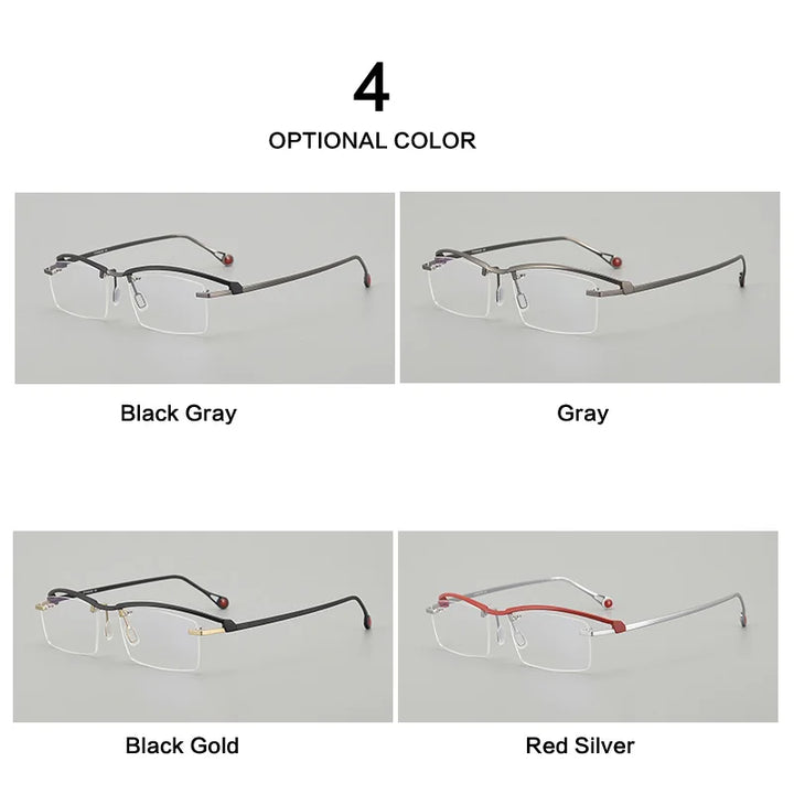Muzz Unisex Semi Rimless Square Titanium Eyeglasses M0208 Semi Rim Muzz