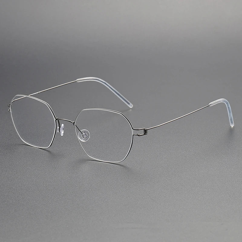 Black Mask Women's Full Rim Irregular Polygon Screwless Titanium Eyeglasses 1750 Full Rim Black Mask Gun Gray