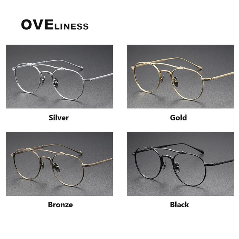 Oveliness Unisex Full RIm Round Double Bridge Titanium Eyeglasses Full Rim Oveliness