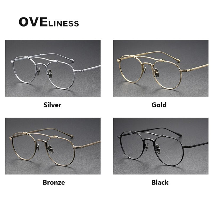 Oveliness Unisex Full RIm Round Double Bridge Titanium Eyeglasses Full Rim Oveliness