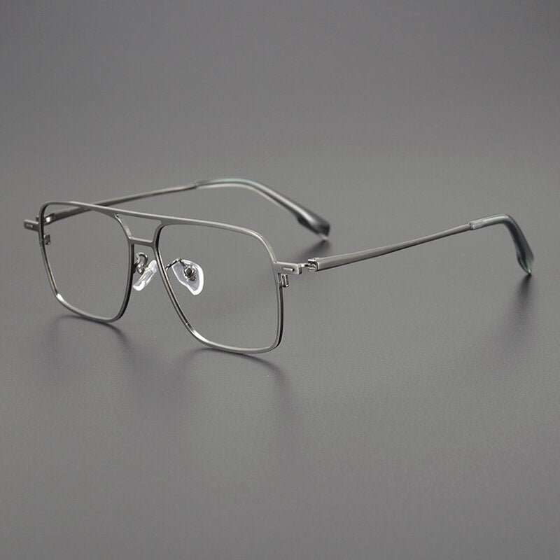 Gatenac Unisex Full Rim Square Double Bridge Titanium Eyeglasses Gxyj1115 Full Rim Gatenac Gun