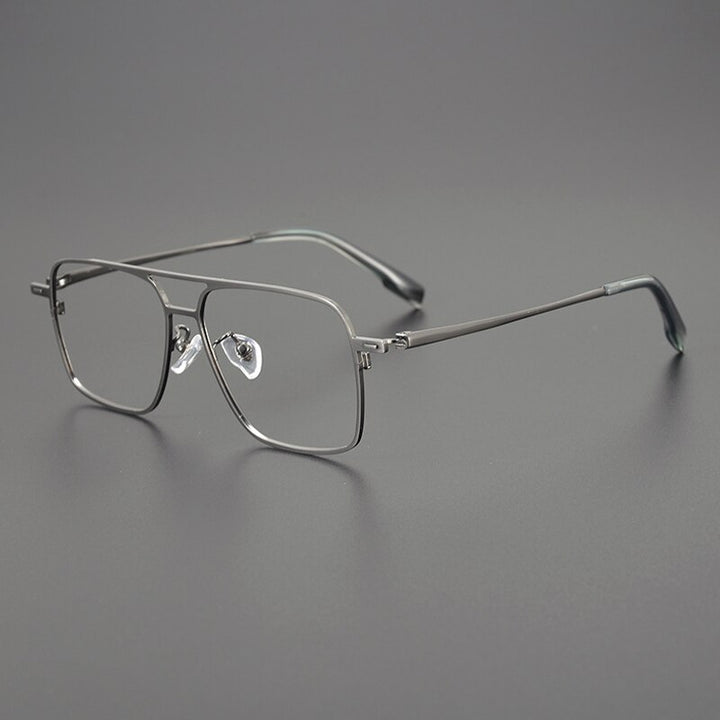 Gatenac Unisex Full Rim Square Double Bridge Titanium Eyeglasses Gxyj1115 Full Rim Gatenac Gun