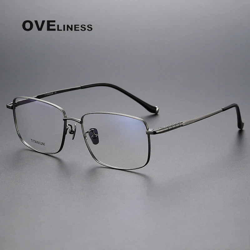 Oveliness Men's Full Rim Square Titanium Eyeglasses 80902 Full Rim Oveliness gun  