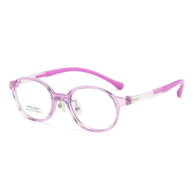 KatKani Unisex Children's Full Rim Round Silicone Eyeglasses 85011 Full Rim KatKani Eyeglasses Transparent purple  