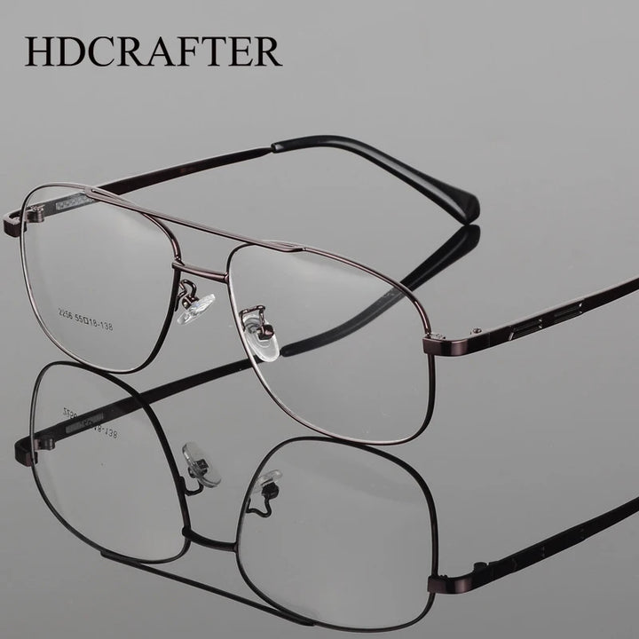 Hdcrafter Men's Full Rim Square Double Bridge Titanium Eyeglasses 72256
