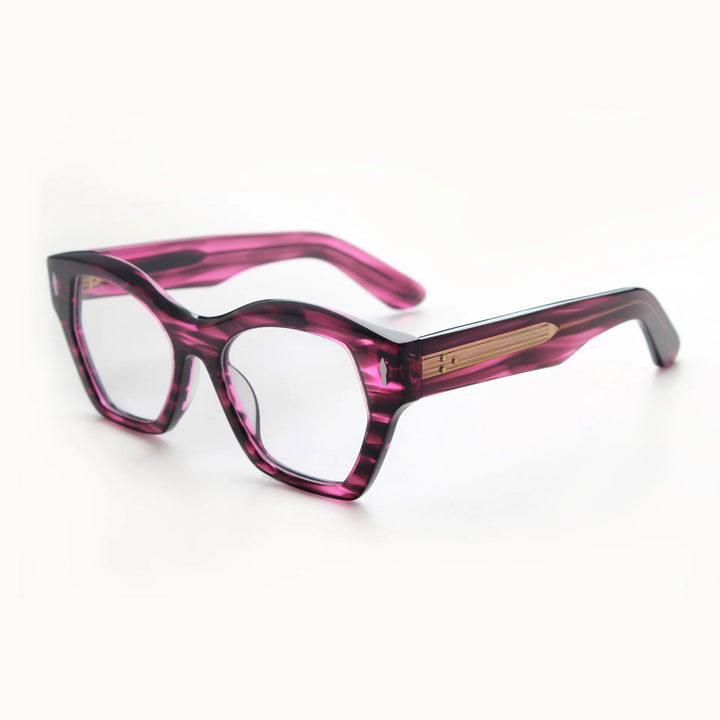 Hewei Unisex Full Rim Polygonal Thick Acetate Eyeglasses 923047