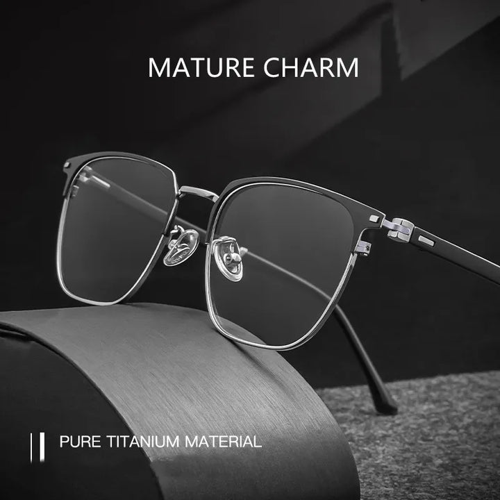 Kocolior Unisex Full Rim Square Titanium Alloy Hyperopic Reading Glasses 6120 Reading Glasses Kocolior
