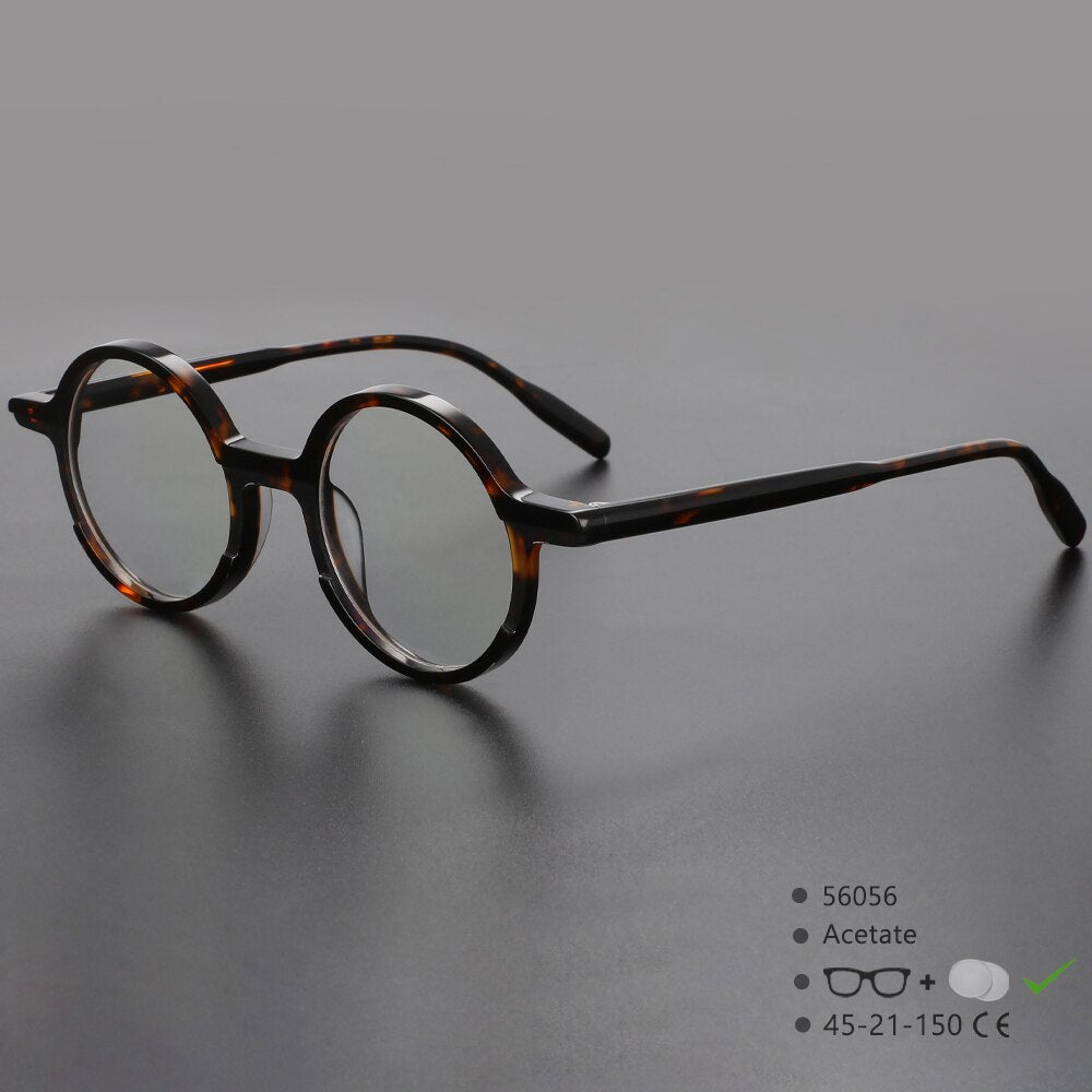 CCspace Unisex Full Rim Round Acetate Eyeglasses 56056 Full Rim CCspace C2Tort