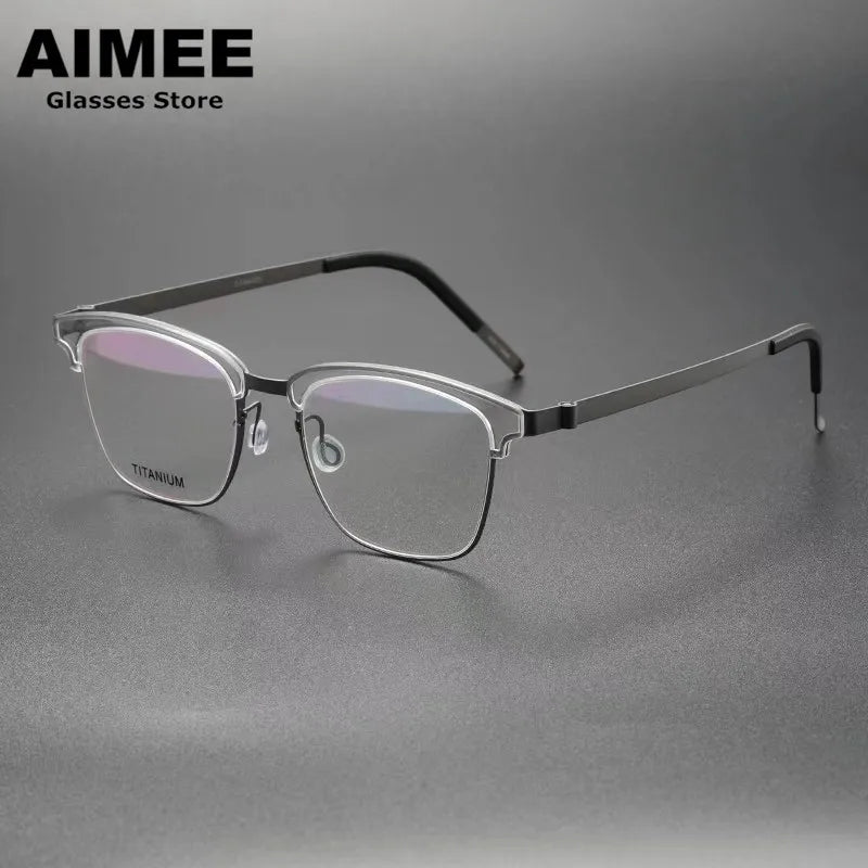Aimee Unisex Full Rim Square Screwless Titanium Eyeglasses 69835