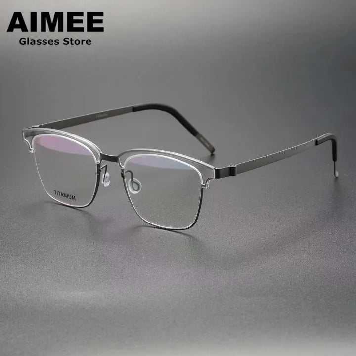 Aimee Unisex Full Rim Square Screwless Titanium Eyeglasses 69835