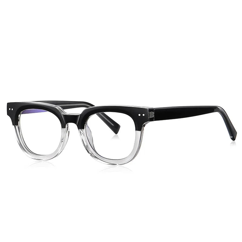Kocolior Unisex Full Rim Square Acetate Hyperopic Reading Glasses 2120 Reading Glasses Kocolior Black White 0
