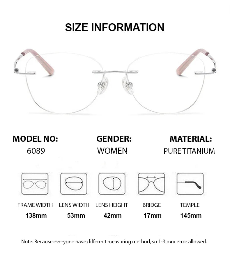 Chashma Women's Rimless Oval Square Titanium Reading Glasses 946089 Reading Glasses Chashma