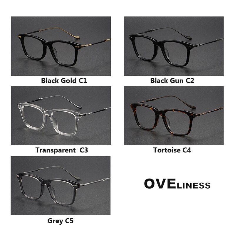 Oveliness Unisex Full Rim Square Acetate Titanium Eyeglasses M2049 Full Rim Oveliness