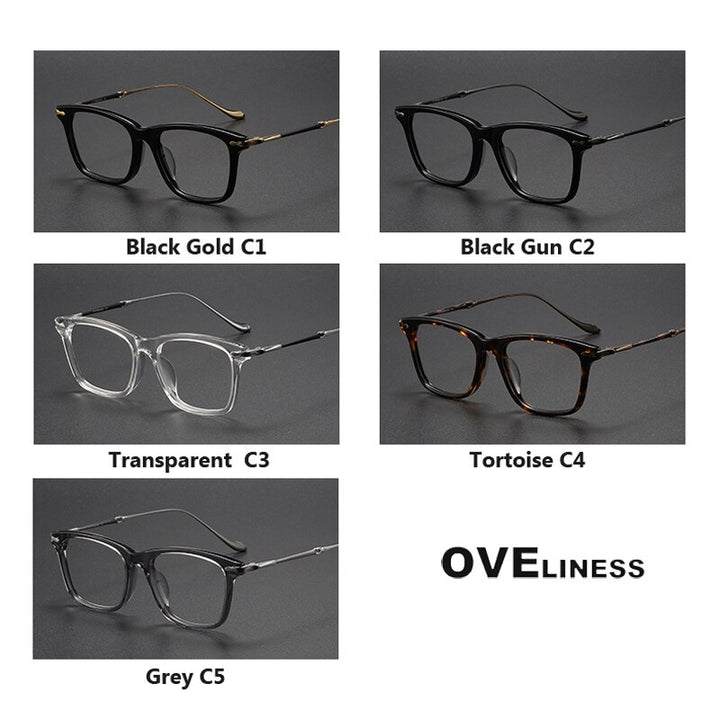 Oveliness Unisex Full Rim Square Acetate Titanium Eyeglasses M2049 Full Rim Oveliness