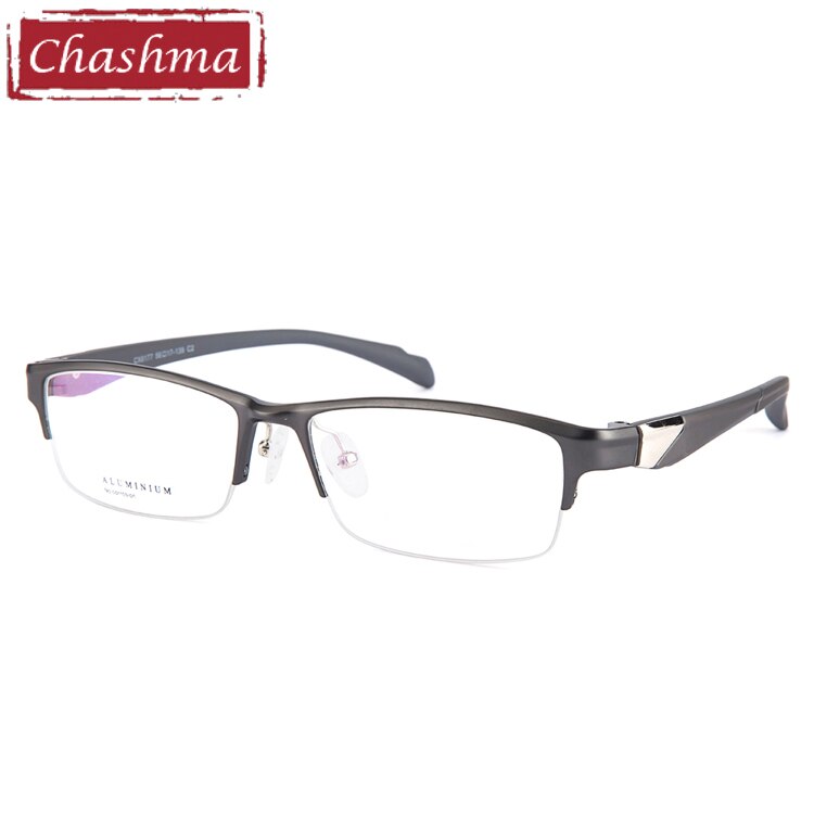 Chashma Men's Semi Rim Wide Square Alloy Eyeglasses 6177 Semi Rim Chashma Gray