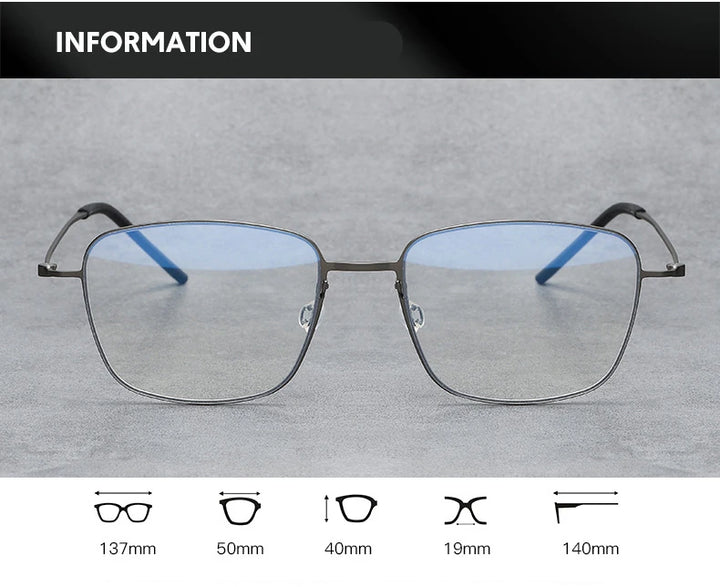 Black Mask Women's Full Rim Square Screwless Titanium Eyeglasses 45530