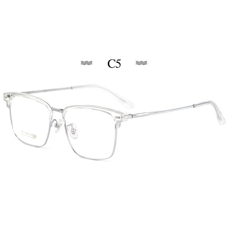 Hotochki Men's Full Rim Square Acetate Titanium Eyeglasses 2319bj Full Rim Hotochki C5  