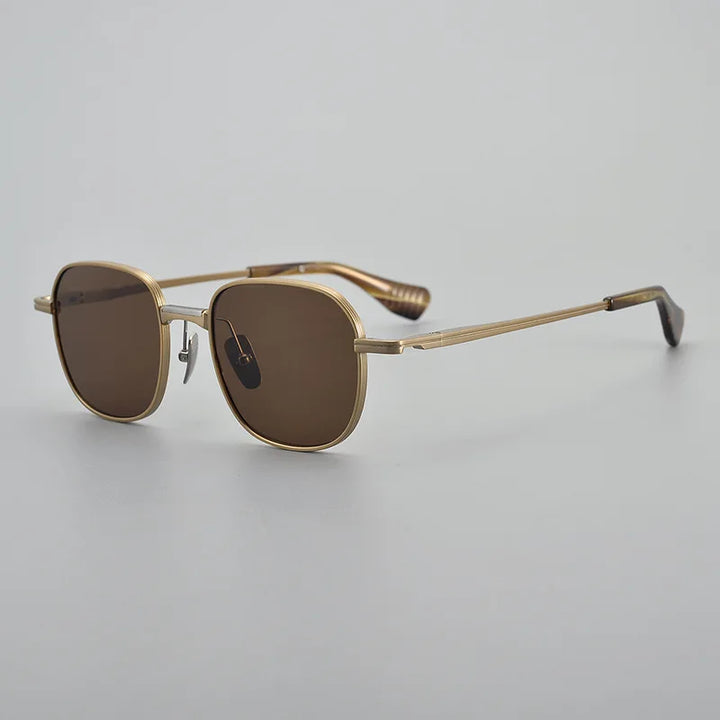 Black Mask Unisex Full Rim Square Titanium Polarized Sunglasses 151dt Sunglasses Black Mask Gold-Brown As Shown
