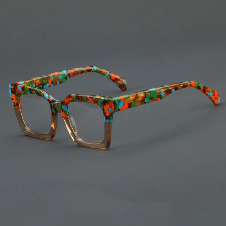 CCspace Unisex Full Rim Large Square Acetate Eyeglasses 56909 Full Rim CCspace C4TeaLeopard